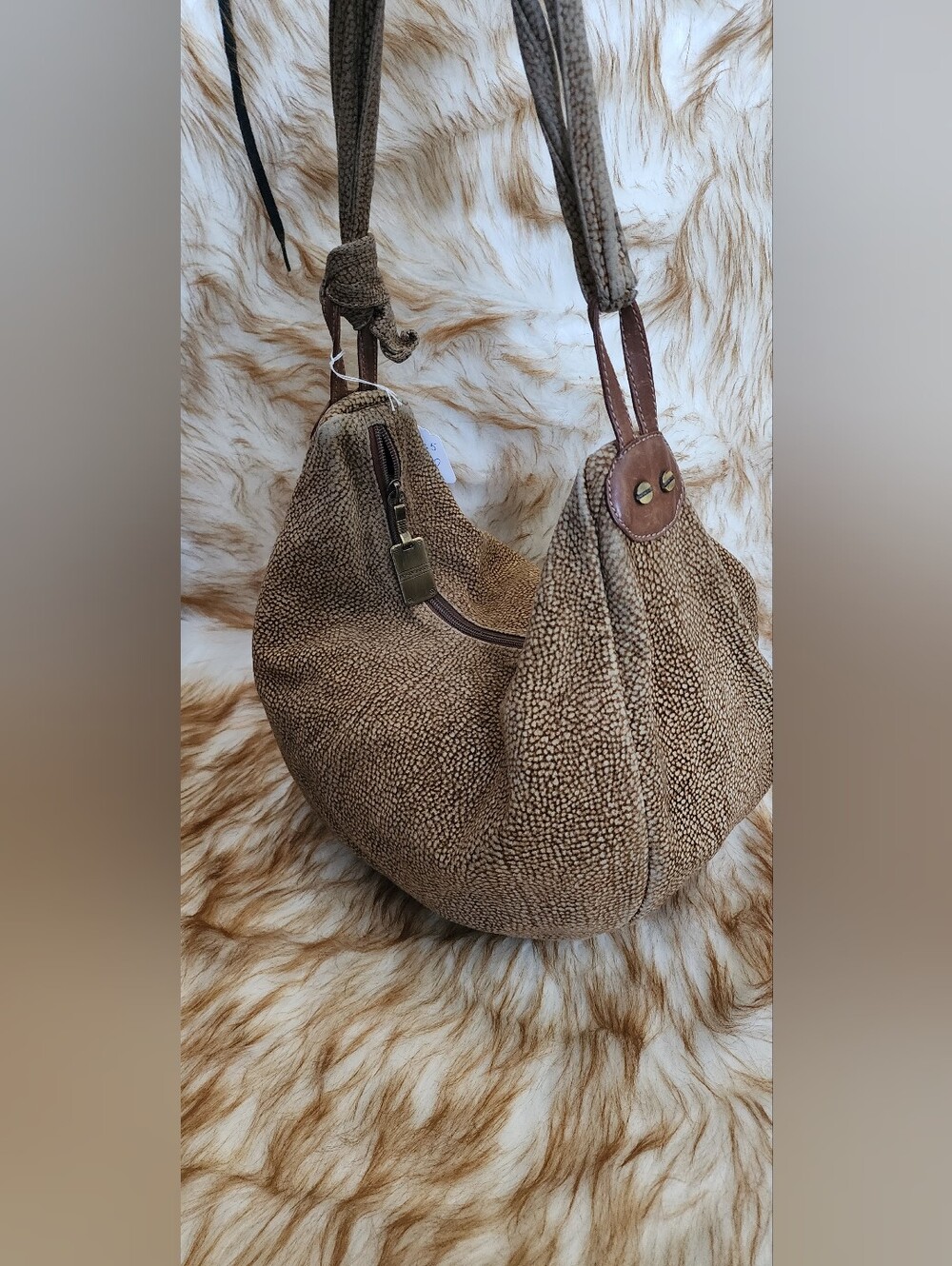 Borbonese hobo shoulder bag featuring the brand's signature
